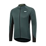 ARSUXEO Radtrikot für Herren, Fahrradtrikot Langarm, Radfahren Shirt, Radsport Trikot MTB Fahrrad-Bekleidung 6030 Granatgrün L