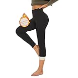 HLTPRO Thermo Leggings Damen Gefütterte Winter High Waist Thermohose Dicke Thermoleggings Warm Leggins für Outdoor Hause Schwarz L