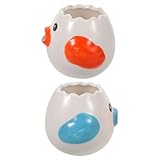 NIYANGLE Keramik Eiertrenner 2 Stück Kreativer Eigelb Eiweißtrenner in Blau Orange Küchenhelfer zum Kochen und Backen