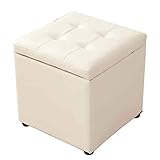 Generisch Ottoman-Fußhocker mit Stauraum, würfelförmiger Fußhocker-Sitz, gepolsterter, weicher Fußhocker, mit Kunstleder gepolstert, Fußhocker für das Wohnzimmer