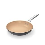 Ninja Extended Life 26cm Keramik-Bratpfanne, Pfanne antihaftbeschichtet (ohne PFAs, PFOAs, Blei oder Cadmium), geeignet für Induktion, Edelstahlgriff, Ofenfest bis 285 °C, Terrakotta & Grau, CW90026DE
