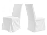 TexDeko Universal Stuhlhusse - Modell Paris - Weiß waschbar, Blickdicht, strapazierfähig Stuhlbezug Premium Qualität