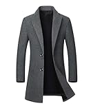 ECDAHICC Wintermantel Herren Mantel Lang Slim Fit Herrenmantel Winter Warm Business Mantel Herren Wolle Wollmantel(GY,M)