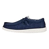 HEYDUDE Wally Canvas Herren - Slip on Schuhe - Mokassin Stil, Navy, 43