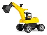 Lena 2017 x Starke Riesen Bagger, Baufahrzeug ca. 80 cm, Giga Truck Schaufelbagger mit 2 Stahlachsen, großer Spielzeugbagger in gelb und schwarz, Baggerfahrzeug für Kinder ab 3 Jahre