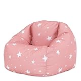 Icon Sterne Kinder Sitzsack, Rosa, Sitzsack Sessel, Lese Sessel, Sitzsack Kinder mit Füllung, Sitzack Kinderzimmer, Sitzsack Schlafzimmer, Sitzsack Wohnzimmer