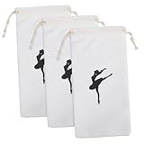 LIOOBO 3 Stück Teiliges Ballettschuh Aufbewahrungsset aus Baumwolle mit Zugband Waschbare Tanzschuh Taschen für Mädchen Langlebiger Organizer für Ballettschläppchen und Zubehör