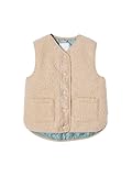 Vertbaudet Wattierte Mädchen Weste aus Teddyfleece mit Recycling-Polyester beige 146/152