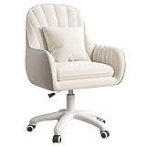 Aivermeil Homeoffice Stuhl, SamtStuhl mit Kopfkissen, 360° drehbar Höhenverstellbar Bürostuhl ergonomisch, Schminkstuhl Drehstuhl，für Arbeitszimmer Schlafzimmer,bis 120kg belastbar Beige