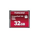 Transcend 32GB CompactFlash 800 Speicherkarte, bis zu 120/60 MB/s, unterstützt High-Speed Ultra DMA-Übertragungsmodus 7, ideal für Ultra-HD Full HD und 3D-Videoaufnahmen - TS32GCF800
