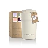LARS NYSØM Thermo Kaffeebecher-to-go 380ml | BPA-freier Travel Mug 0.38 Liter mit Isolierung | Auslaufsicherer Edelstahl Thermobecher für Kaffee und Tee unterwegs | Teebecher (Buttercream, 380ml)