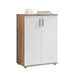 Kommode BC 1040 in weiß matt, Absetzung Eiche Rustikal Optik - Moderne Kommode mit viel Stauraum - 60 x 84 x 35 cm (B/H/T)