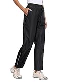 MoFiz Wasserdicht Hose Damen Überziehhose Fahrrad Regenhose Leichte Packbar Hose Winddicht Outdoorhose Wanderhose Trekkinghose Trekkinghose Schwarz Größe EU L