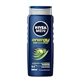 NIVEA MEN Duschgel Energy (1 x 500 ml) – Waschpflege angereichert mit belebendem Minzextrakt – Duschgel für Herren 3 in 1 – Reinigungspflege für Körper, Gesicht & Haar, belebender Frischeeffekt 24