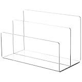 Hemobllo Aktenordner Organizer aus Acryl mit 2 Fächern Stabiler Schreibtischhalter mit Abstand für Briefe Unterlagen und Post im Arbeitszimmer