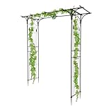 LEADZM Gartenbogen aus Metall 206x41x208cm – Rosenbogen & Rankgitter in Schwarz – Stabiler Rankbogen für Kletterpflanzen