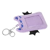 Healeved Plüsch Fotokartenhalter Schlüsselanhänger mit Dämonenflügeln Weiches Cartoon Kartenetui in Violett Ausweis und Kreditkartenschutz für Schüler und Fans