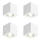 ZMH 4er Aufbauspot weiß Aufbaustrahler GU10: Aufbauleuchte eckig Deckenspots Spots Deckenleuchte Aufputz aus Gips Modern klein Deckenlampe Max.40W für Wohnzimmer Esszimmer Flur - Ohne Leuchtmittel