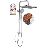 GAOZHI Duschgarnitur mit Regendusche, Duschset ohne Armatur Regendusche Set Duschsystem mit Wassersparender Duschkopf 30x20cm Kopfbrause Eckig, Verstellbarer Duschstange 60-107Cm Chrom