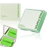 EYVRPAU 200 Stück Gesichtsöl-Löschblätter, Löschpapier für fettige Haut, Ölabsorbierende Blätter, Gesichtspapier für Männer und Frauen, mit Spiegelhülle und selbstklebender Puderquaste