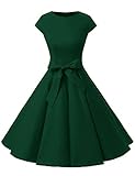 Dressystar Rockabilly Kleider Damen 50er Jahre Cocktailkleid Kleidung Vintage Petticoat Kleid 1956 DarkGreen M