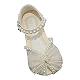 Mädchen Glitzer Kleid Sandalen Schleife Mary Jane Schuhe Open Toe Ballerina Outdoor Tanzen Flats Prinzessin Hochzeit Geburtstag Hochzeit Geburtstag Brautjungfer Party Schuhe, beige, 27 EU