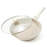 Redchef Bratpfannen Keramik Pfanne 26cm Mit Deckel, Keramikbeschichtung Bratpfannen 26 cm, Pfanne Induktionsgeeignet Langlebige Antihaft-Beschichtung Keramik Pfanne PTFE-frei PFOA-frei PFAS-frei Beig