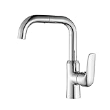 Einhand-Waschtischarmatur, 360 drehbarer Wasserauslass, heißes und kaltes Waschbecken, Einloch-Waschtischarmatur zur Deckmontage