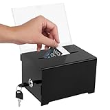 Acrylspendenbox, Spendenbox Abschließbar, Acrylspendenbox, mit Schwarzem Schlüssel, Empfohlene Box mit Aufklebern, für Rezensionen, Spenden, Schwarz