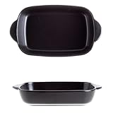 Auflaufform Porzellan Lassgneformen Gratinform, Keramik Lasagnepfanne Auflaufform Klein Ofenform Mit Griff, Rechteckig Backform Auflaufform Für Lasagne, Tiramisu, Kuchenessen, Küche, Bankett (Schwarz)