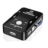 Histeaa USB 2.0 KVM-Mausumschalter, Tastatur, VGA-Splitterbox, Sharing-Switch, USB-KVM-Switch, 2 Ports, VGA, SVGA-Umschaltbox, Einfach zu Bedienen