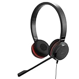 Jabra Evolve 30, Stereo-Headset mit Mikrofon, Unified-Communications-Kopfhörer für VoIP-Softphone mit passiver Geräuschunterdrückung, On-Ear Headset, 3,5-mm-Klinkenstecker, Schwarz