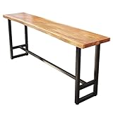 Industrieller Bar-Höhentisch aus Massivholz, für Restaurants, Bars und Cafés, rechteckiger Kneipentisch mit einfacher Montage und Reinigung, 140 cm Holz-Tresentisch