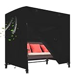 Hollywoodschaukel Abdeckung – Wasserdichte 600D Oxford Schutzhülle für 3-4 Sitzer Gartenschaukel – Reißfeste Abdeckplane mit Reißverschluss & Gurten – Abdeckhaube für Hollywood Swing (221*153*183CM)