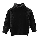 YANFJHV Shirts Langarm Damen High Neck Solid Color Padded Sweater (Black, 3-4 Years)