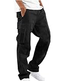 DUOLUVA Arbeitshosen Herren Baggy Cargo Pant Herren Lang Winter Schwarz 2XL