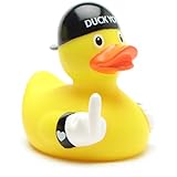 Duck You Badeente I Quietscheentchen I L: 8,5 cm I inkl. Gummienten-Schlüsselanhänger I Spielzeug und Geschenk für Babies und Kinder I Badespielzeug für die Badewanne