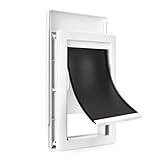 Amazon Basics Verstellbare Hunde- und Katzentür aus Kunststoff, Mittelgroß, 26,7cm x 38,1cm x 9,9cm, Weiß und Grau