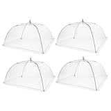 MOLUCKFU 4 Stück Teiliges Faltbares Wiederverwendbares Netz lebensmittelabdeckset Multifunktionale Fliegenhaube für Obst Gemüse Grill und Buffet Leicht Luftdurchlässig für Tisch und