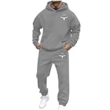 Jogginganzug Herren, Jogginganzug Herren 2 Teiler Trainingsanzug Langarm Sportanzug Freizeitanzug Freizeit Tracksuit Sport Hausanzug Streatwear Hoodie und Jogginghose Sportkleidung, Lichtgrau , Xl