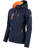 Storm Explorer Softshelljacke für Damen - Atmungsaktiv & Wasserdicht - leichte Übergangsjacke für den Frühling & Sommer - Wetterfeste Outdoor Jacke - Regenjacke mit Kapuze - Navy Blau S
