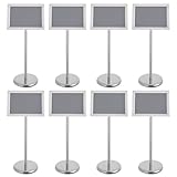 KKVUIIFF - 8 Stück A4 Infoständer, A4 Höhenverstellbar Aufsteller, Outdoor Plakatständer, Werbeaufsteller Präsentationsständer, für Hoch-/Querformat (Silber)