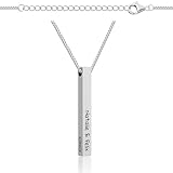 Lumari Gold Personalisierter Halskette mit Gravur – Säulenkette Wunschgravur - Silber Namenskette Geschenk Anhänger - Kette - Edelstahl hypoallergen farbecht rostfrei– Schmuck für Damen Herren