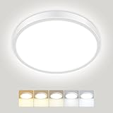 Peasur LED Deckenleuchte Flach,5Farben-3000/3500/4000/5000/6500K Deckenlampe,IP54 Wasserfest Badezimmer Lampe Decke,15W Ultra Dünn Rund Lampen für Bad Flur Schlafzimmer Keller Wohnzimmer,180 * 16mm