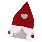 MUSISALY Weihnachtlicher Stuhlbezug mit Herzmotiv Rote Stuhlhusse aus Vliesstoff Kleine Dekorative Schutzhülle für Esszimmer und Feststühle Kreative Weihnachtsdekoration für Partys und
