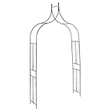 Rosenbogen mit Deko-Spitzen, Rankgitter, Rosensäule, Dekorative Torbogen Rankhilfe für Kletterpflanzen und Rosen, Dunkelgrün 142x37x275 cm Eisen
