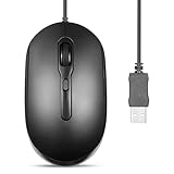 Perixx PERIMICE-222UB Optische USB-Maus mit Kabel, langes Kabel, einstellbare DPI 1200/1600/2000, leises Klicken, ergonomisches Design, Schwarz