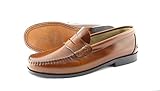 Marttely Herren Leder Anzugschuhe braun Loafer mit Ledersohlen Handmade Mokassins (mittelbraun, Numeric_43)