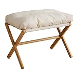 Riuulity Multifunktionale X-Bein-Fußstütze mit Weichem Kissen, Starker und Robuster Kleiner Hocker, Einfaches und Stilvolles Design für das Wohnzimmer, Schneeflocken-Samtmaterial (Beige)
