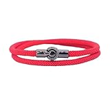 Dickes Wickel-Armband Herren mit Magnet Verschluss - Handmade - modisches Armband für Männer - stylisches Stoff-Armband (Rot)…